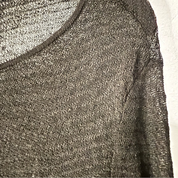 Eileen Fisher Hemp Blend Crop High/Low Sweater Black Sheer Size Small - Picture 4 of 9